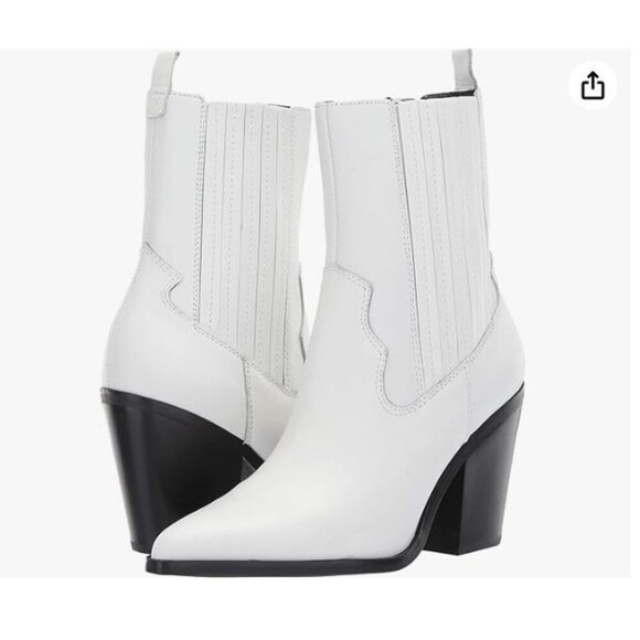 ALDO Women's Shoes Drerissa Leather Pointed Toe Ankle Cowboy White 7.5 - Picture 1 of 7